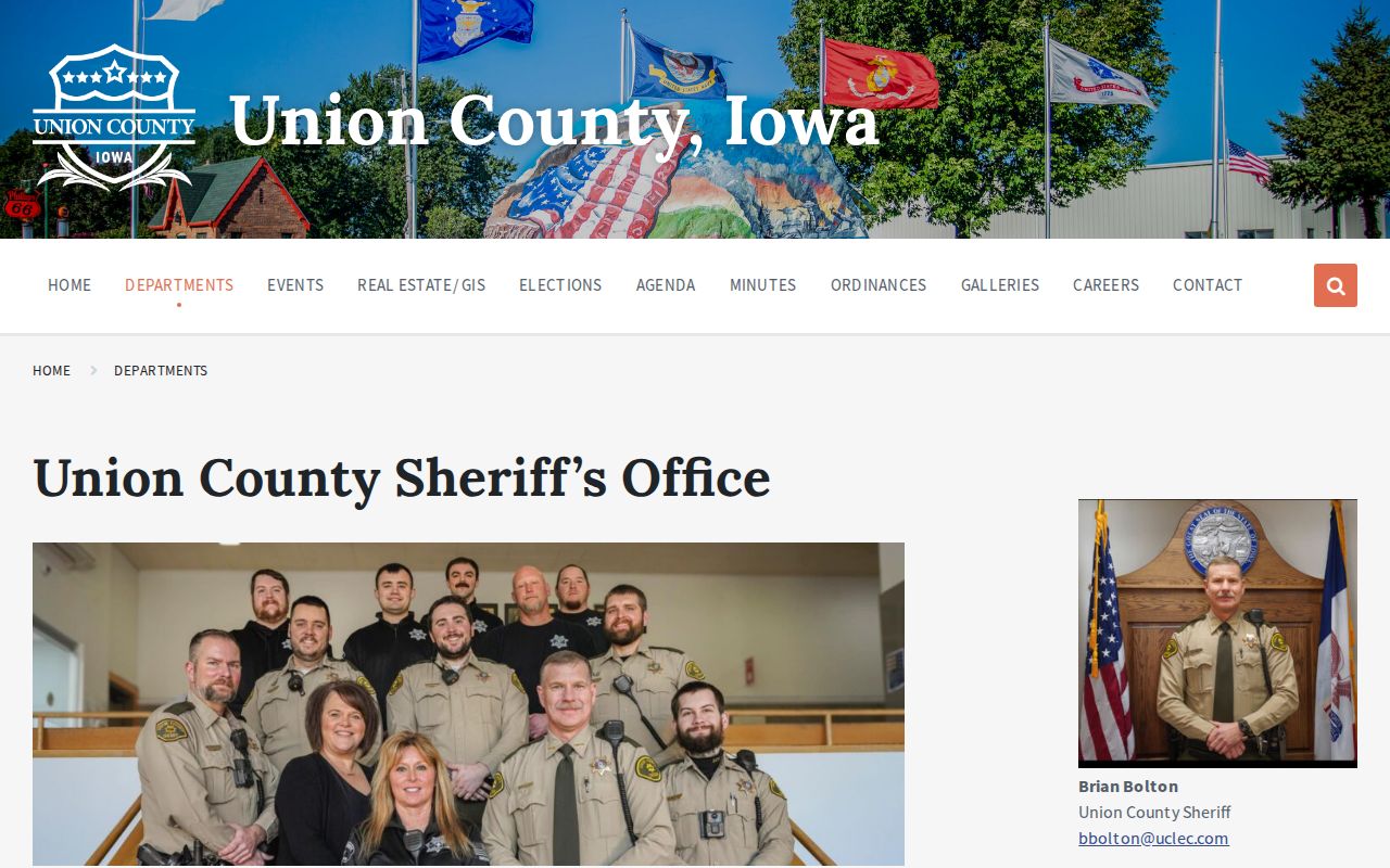 Official Union County Sheriff contact page used for warrant service questions