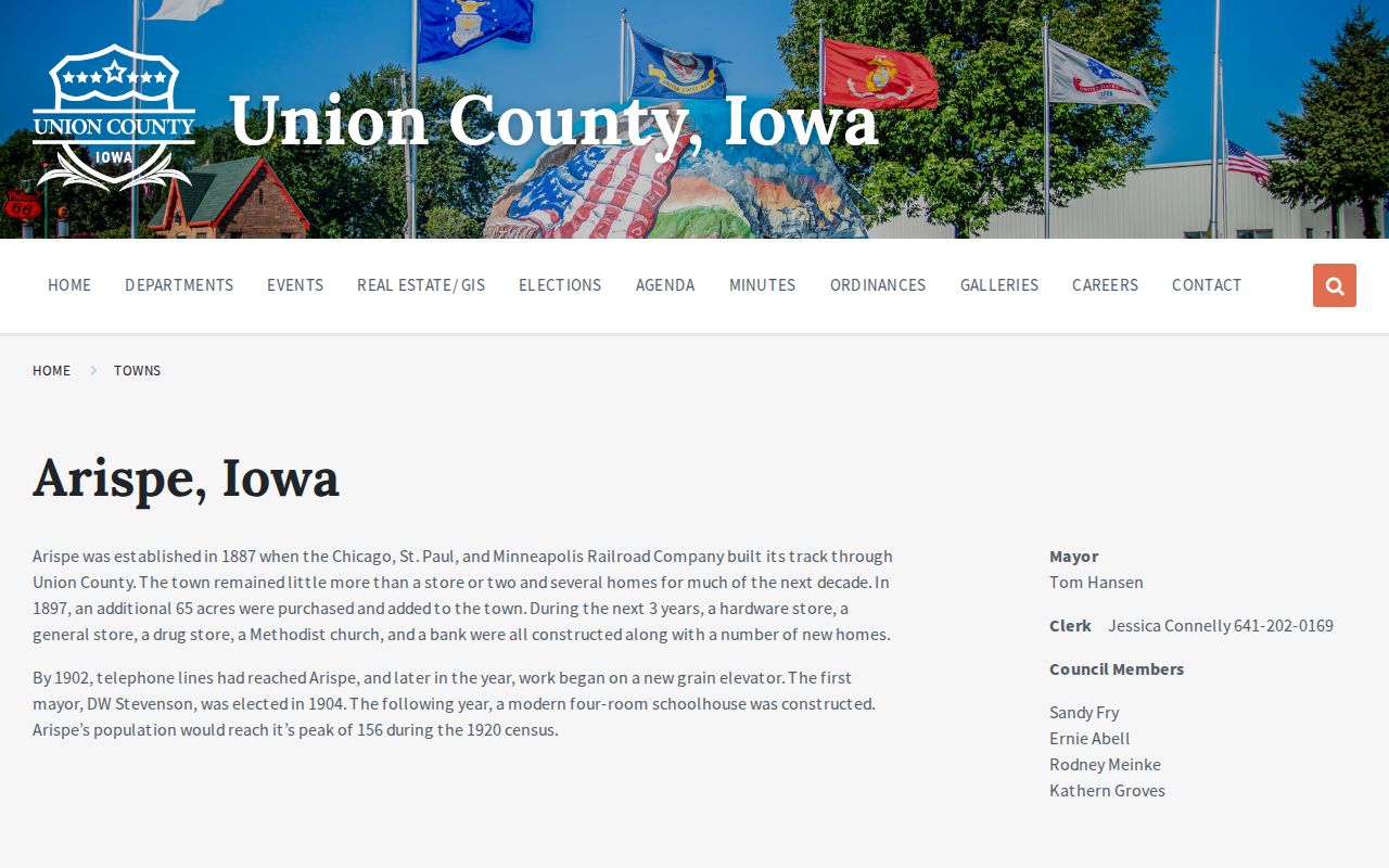 Official Arispe public office profile for warrant contact routing