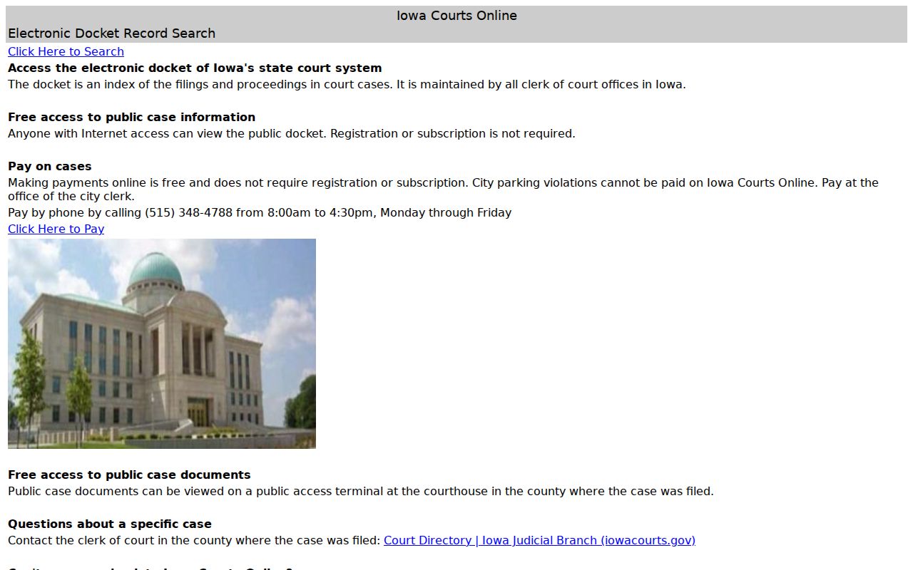 Iowa Courts Online public docket search for Union County warrant records
